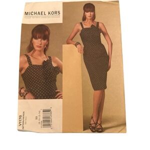 Vogue Pattern V1176 Michael Kors Womens Dress Shoulder Strap BB 8 10 12 14 Uncut
